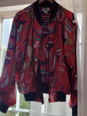 omighty Red Printed Bomber Jacket - Women's Lightweight Coat